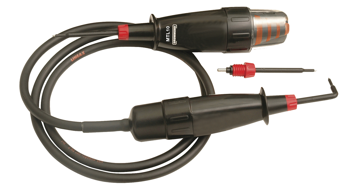 drumtl10 John Drummond, LED Voltage Tester, 500V ac/dc, Mains Powered CAT IV, CAT III RSCAL, DRUMTL10