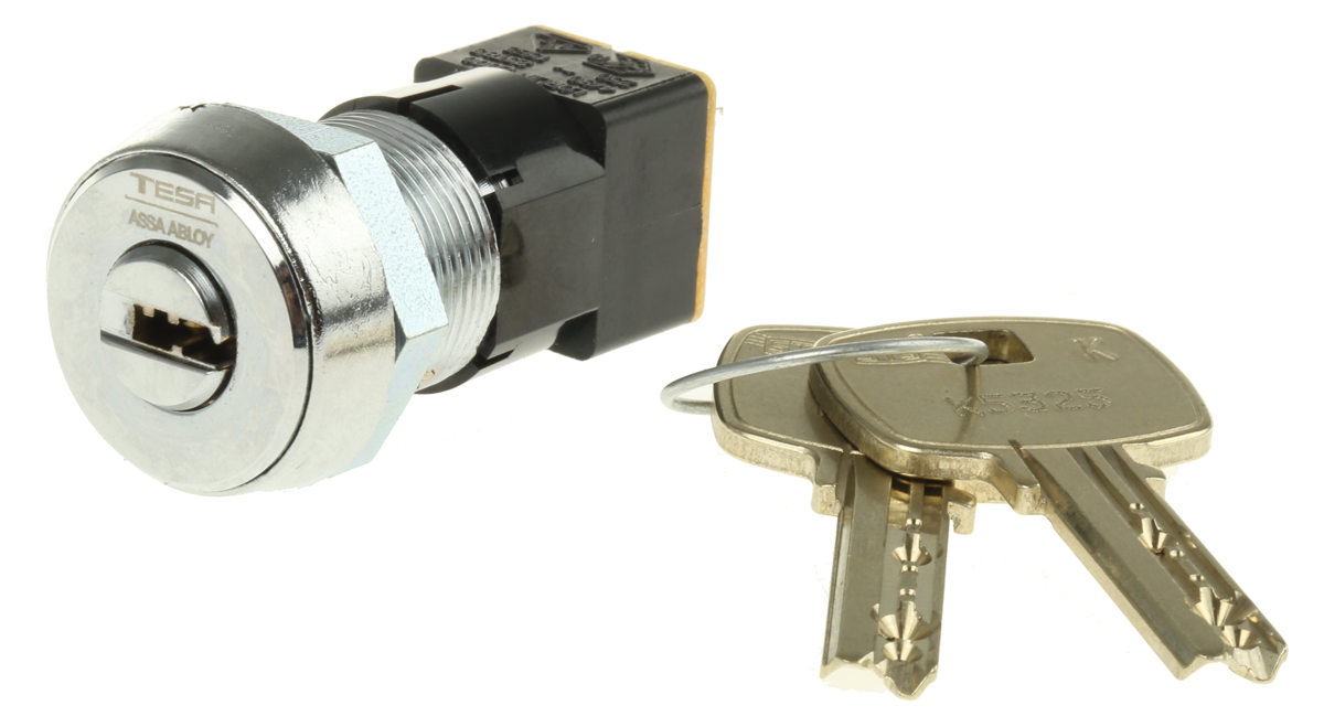 Lorlin High Security Key Switch, DPST, 50mA 2-Way Flat-Key