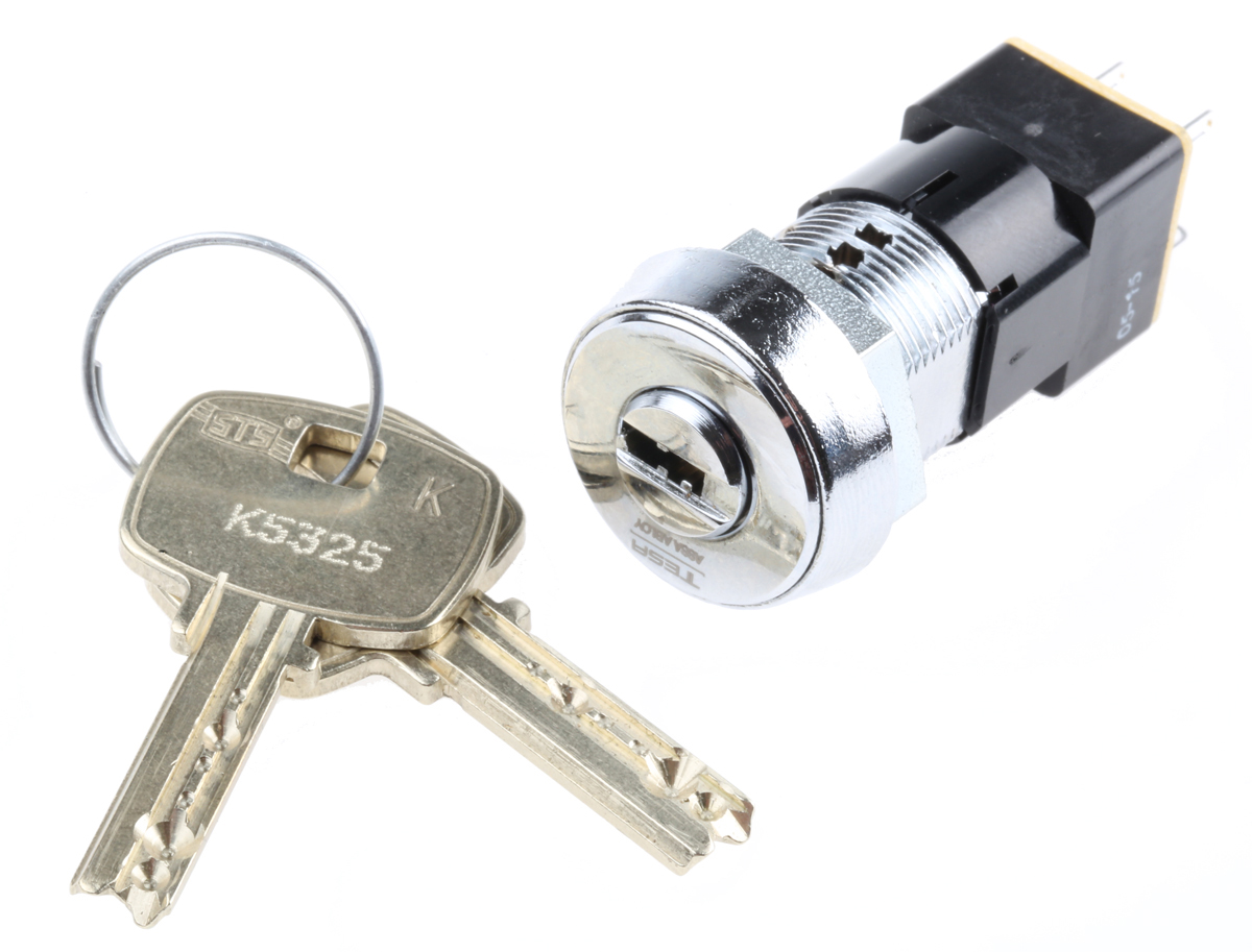 Lorlin High Security Key Switch, DPST, 50mA 2-Way Flat-Key