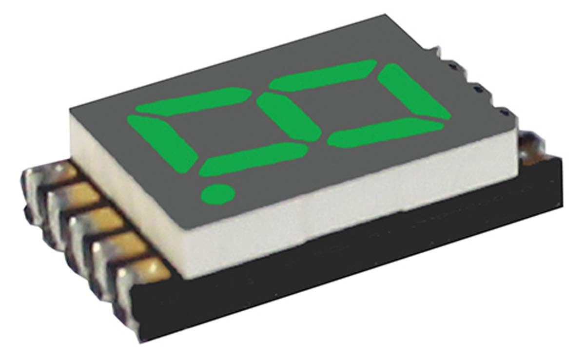 DSM7UA30105 VCC 7-Segment LED Display, CA Green 150 mcd RH DP 7.6mm