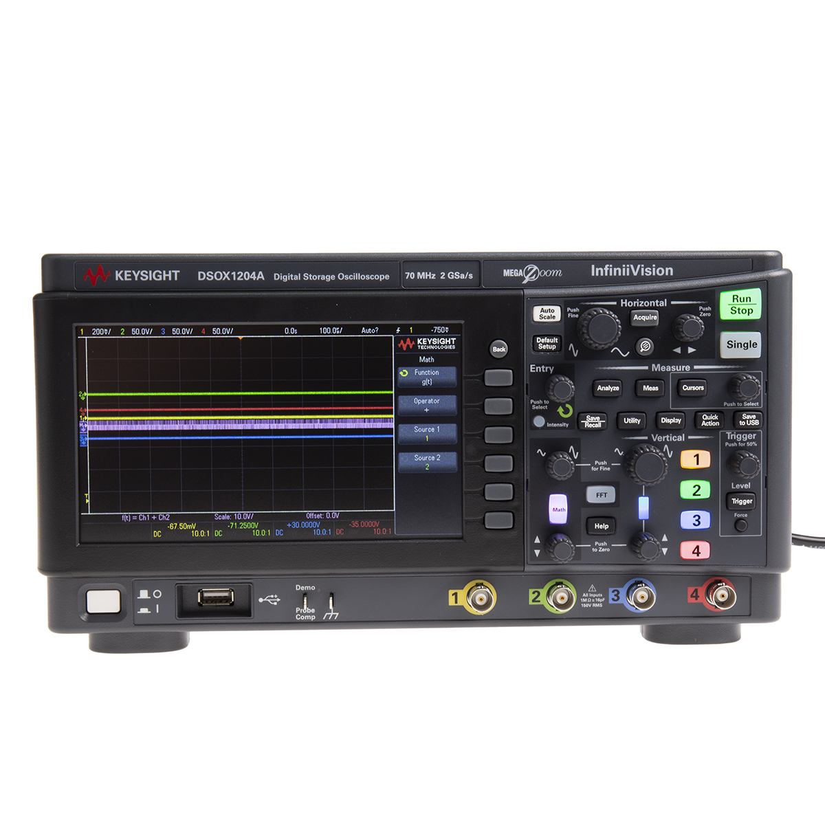 dsox1204a Keysight Technologies InfiniiVision 1000 X Series, 70 MHz Bench Oscilloscope 4-Channel - RSCAL