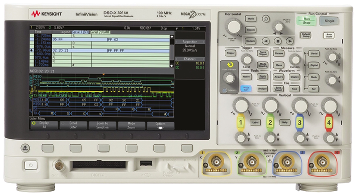 Keysight Technologies InfiniiVision 3000A X Series, 100 MHz Bench Oscilloscope 4-Channel