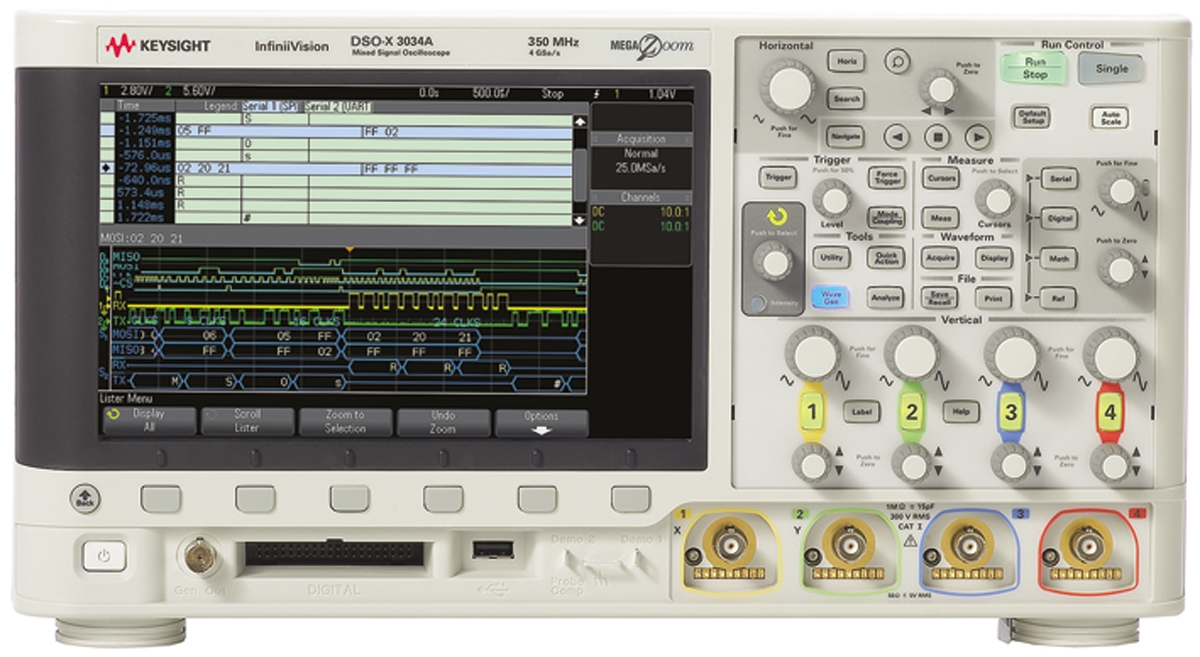 Keysight Technologies InfiniiVision 3000A X Series, 350 MHz Bench Oscilloscope 4-Channel