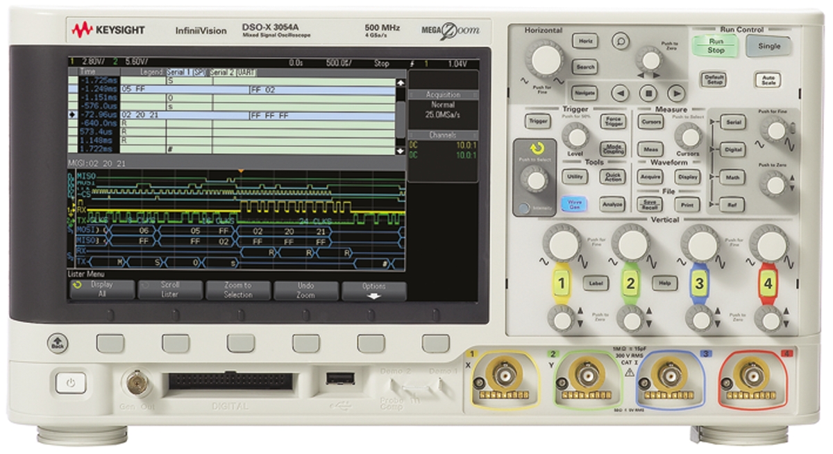 Keysight Technologies InfiniiVision 3000A X Series, 500 MHz Bench Oscilloscope 4-Channel