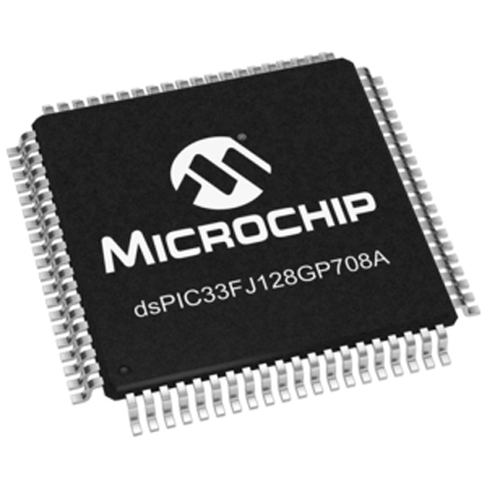 dsPIC33FJ128GP708A-I/PT Microchip, 16 bit Digital Signal Processor 40 MIPS 128kB FLASH 80-Pin TQFP