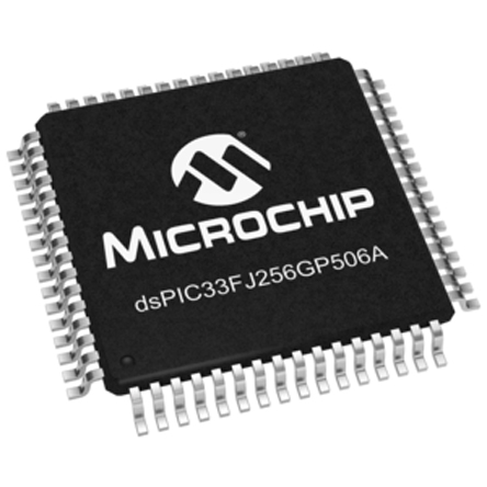 dsPIC33FJ256GP506A-I/PT Microchip, 16 bit Digital Signal Processor 40 MIPS 256kB FLASH 64-Pin TQFP