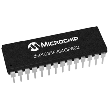 DSPIC33FJ64GP802-I/SP Microchip, 16 bit Digital Signal Processor 40 MIPS 64kB FLASH 28-Pin SPDIP
