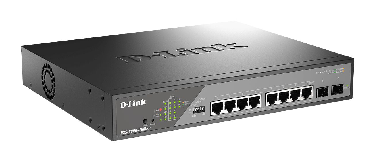 D-Link 10-Port Gigabit PoE Smart Managed Surveillance Max PoE Switch with 802.3bt Smart 10 Port Gigabit Switch Power