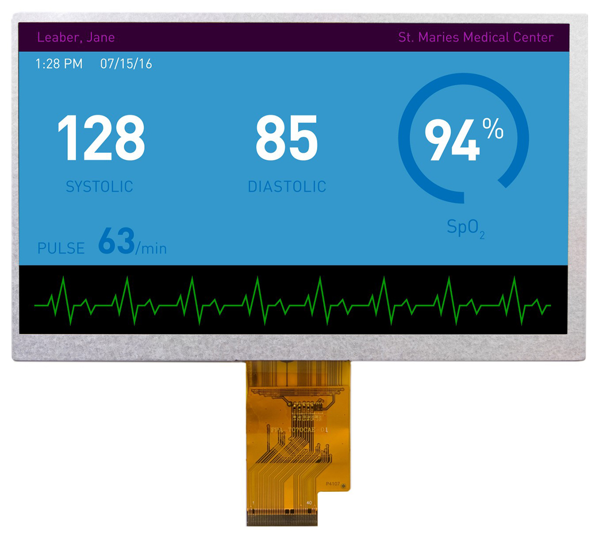 Displaytech DT070BTFT LCD Colour Display, 7 in, 1024 x 600 pixel