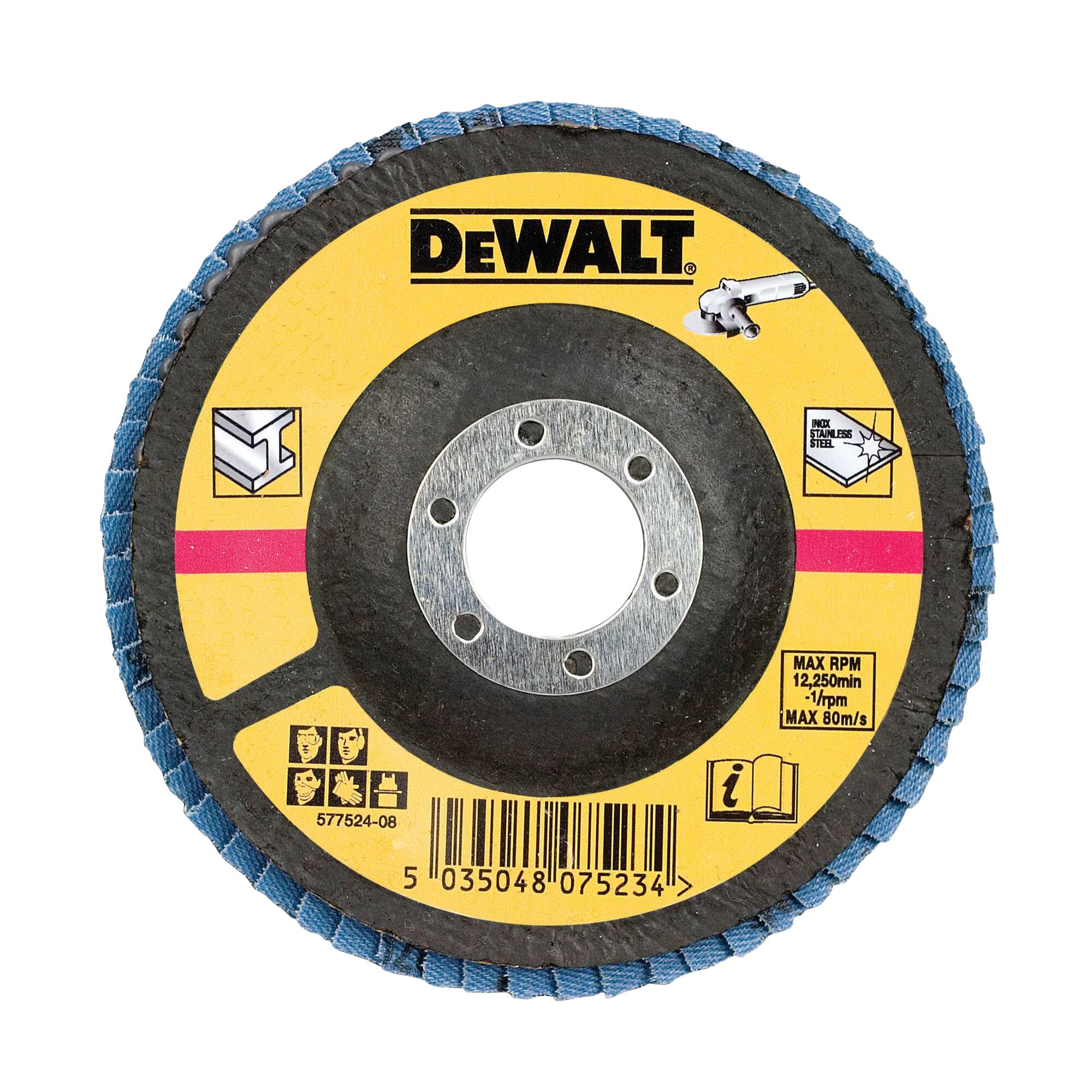 DeWALT DT33 Zirconium Oxide Flap Disc, 125 mm, 10 Grit 10 Per Pack