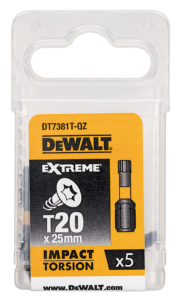 dt7381t-qz DeWALT Screwdriver Bit, T20 Tip, Hex Drive, 25 mm Overall 5-Piece
