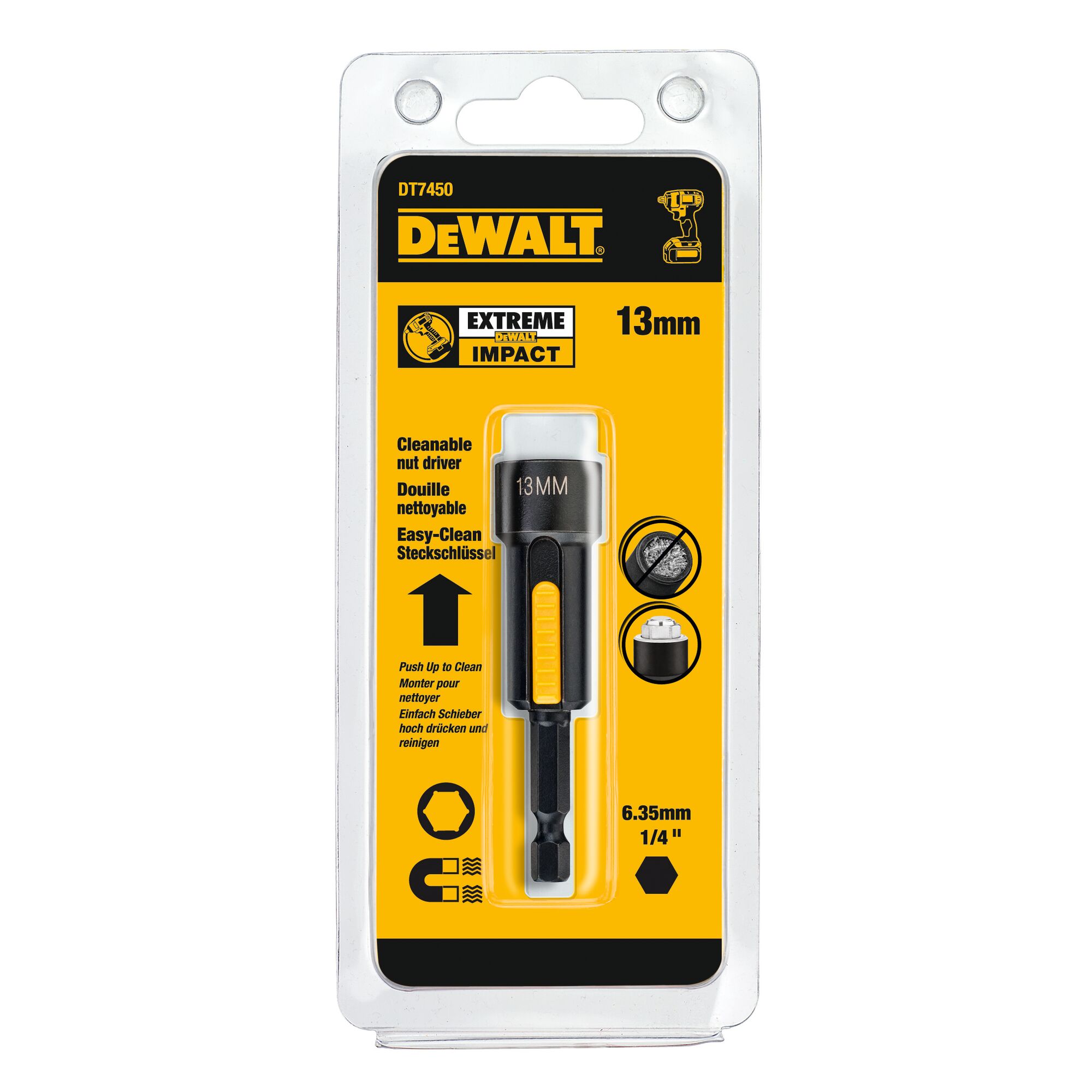 DeWALT Hexagonal Nut Driver, 13 mm Tip, 172 mm Blade, 172 mm Overall