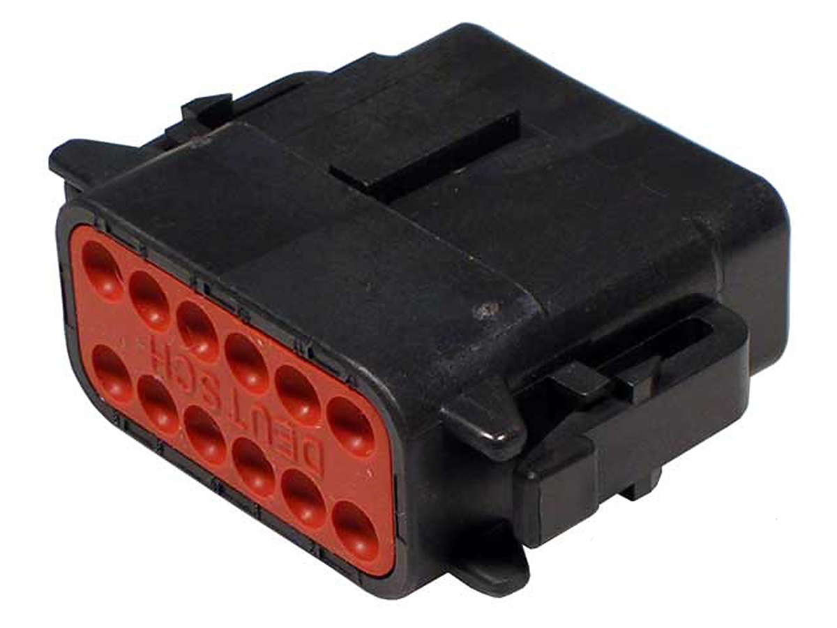 Deutsch, DTM Automotive Connector Male Black Cable 12 Way Crimp Termination DTM06-12SB
