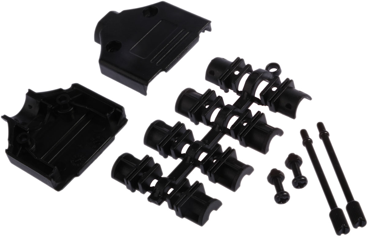 MH Connectors MHDTPPK Series ABS Straight D-Sub Backshell, 15 Way Strain Relief