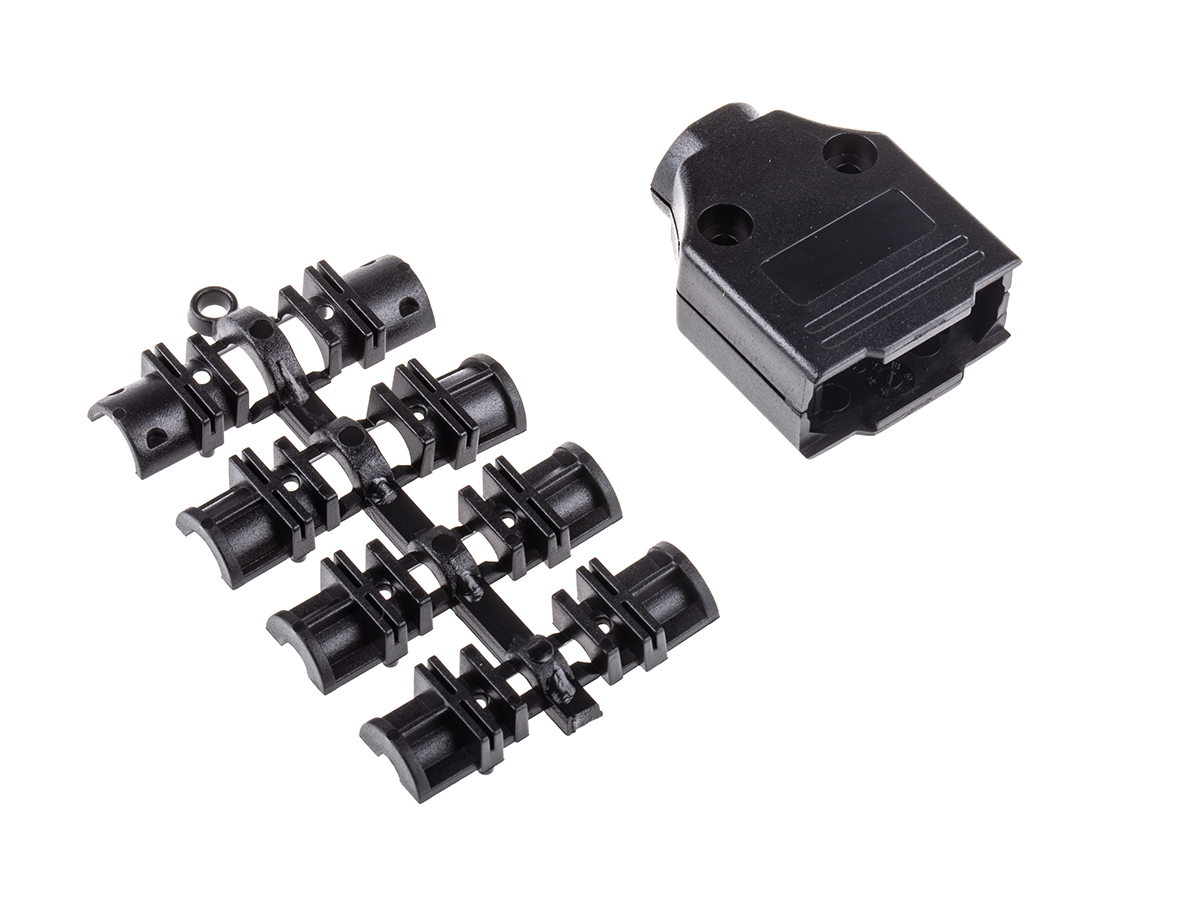 MH Connectors MHDTPPK Series ABS Straight D-Sub Backshell, 9 Way Strain Relief