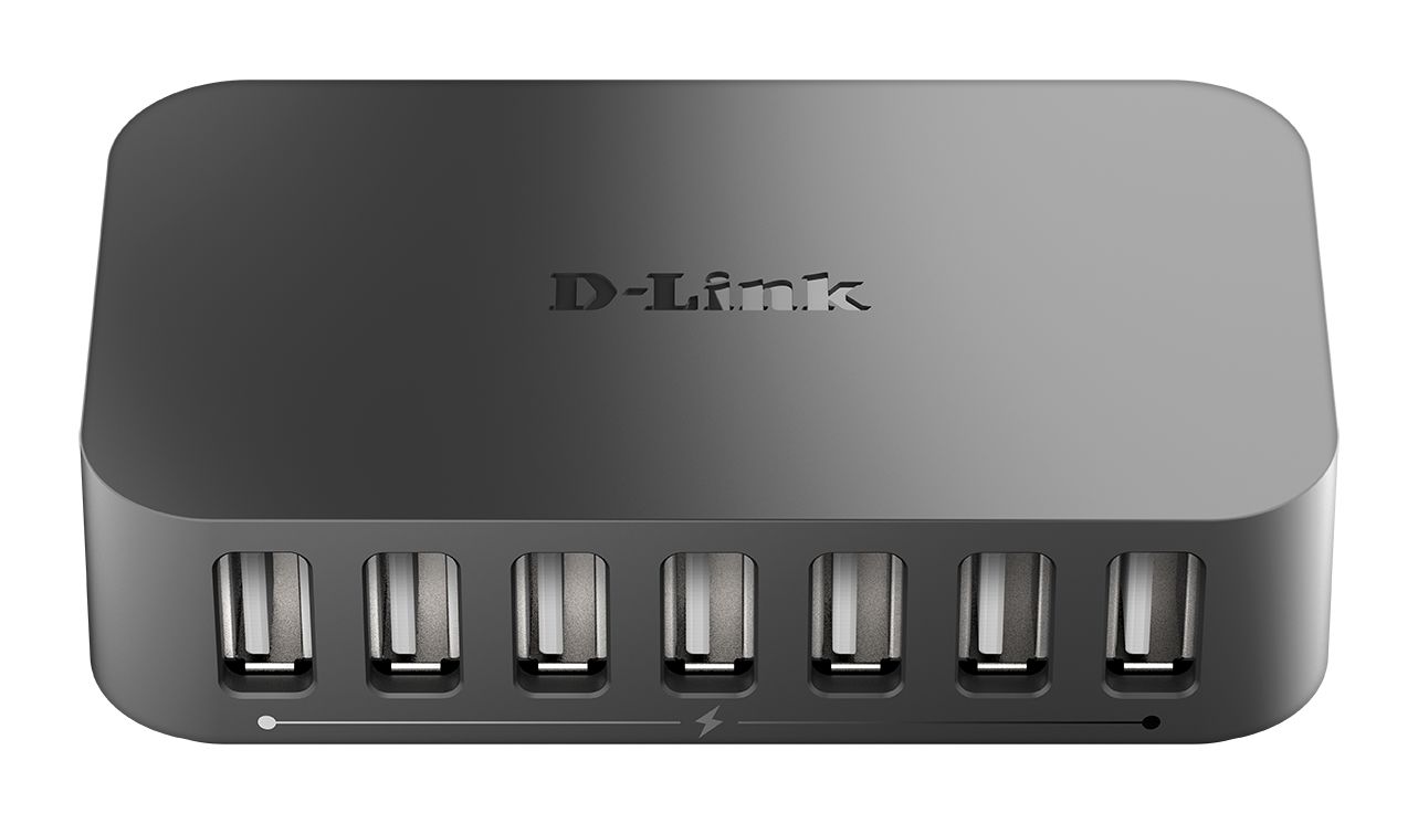 D-Link 7 Port USB 2.0 Hub, External Power Adapter Powered
