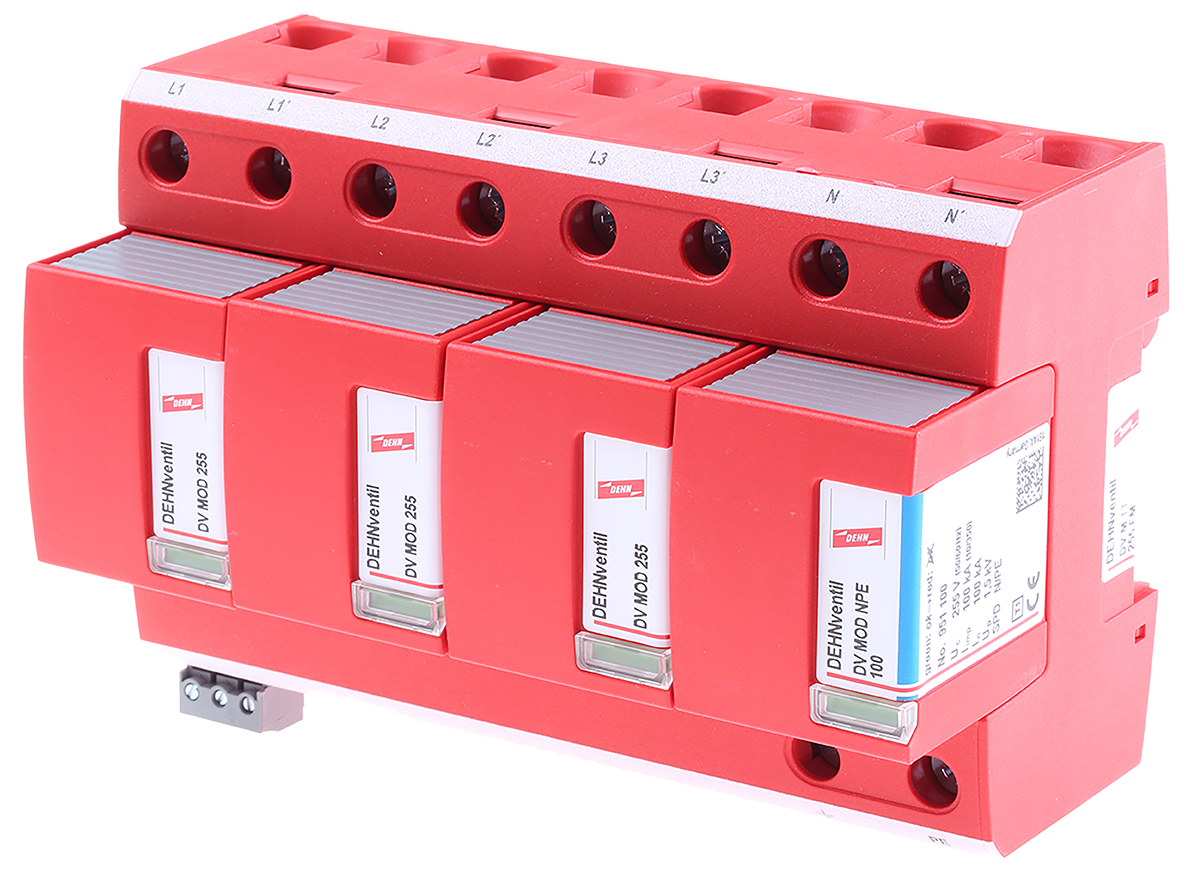 Dehn, DV Modular Surge Protector 255V ac Maximum Voltage Rating 100 kA Maximum Surge Current Lightning Arrester