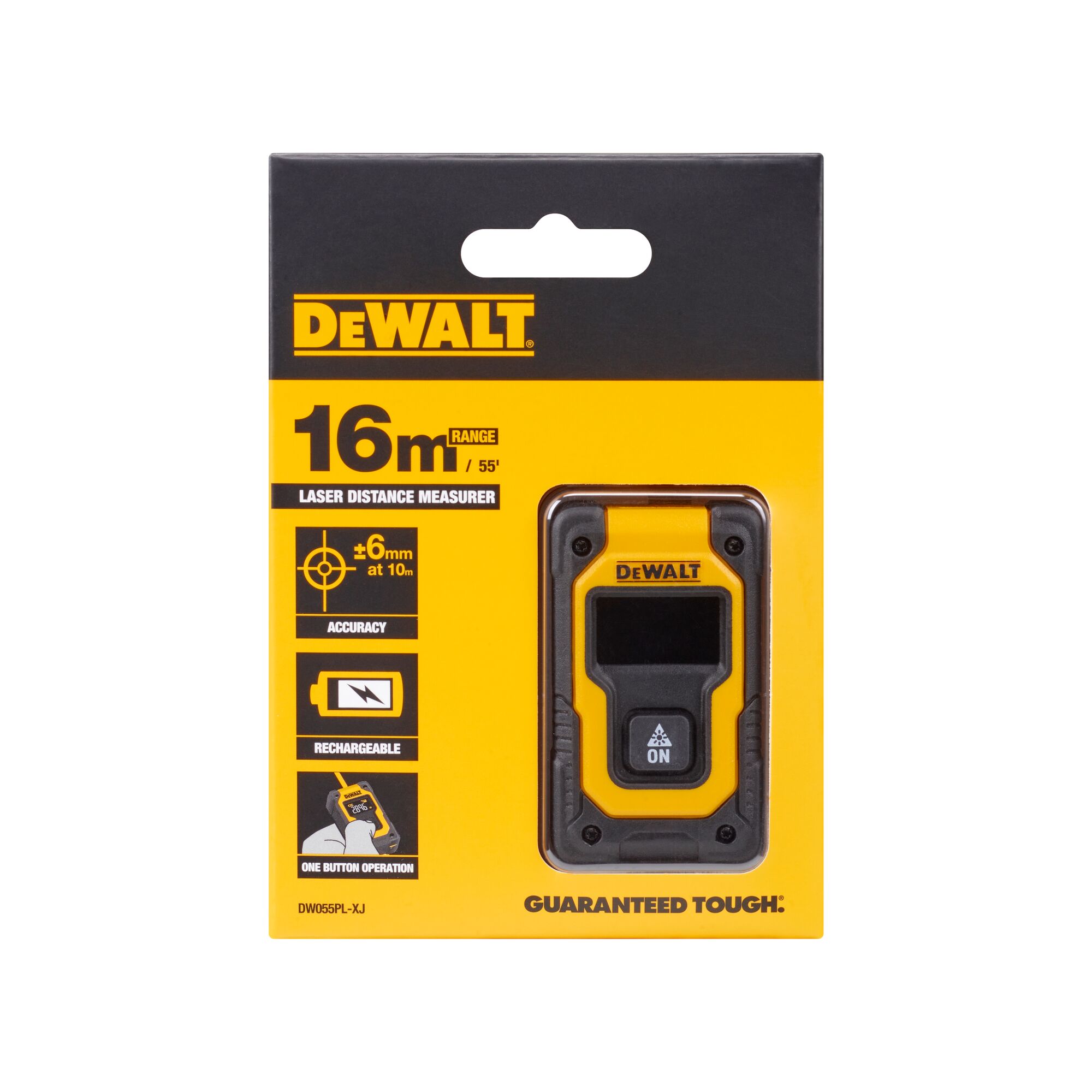 DeWALT DW055PL-XJ Distance Meter, 16 m Range, ±6 mm Accuracy