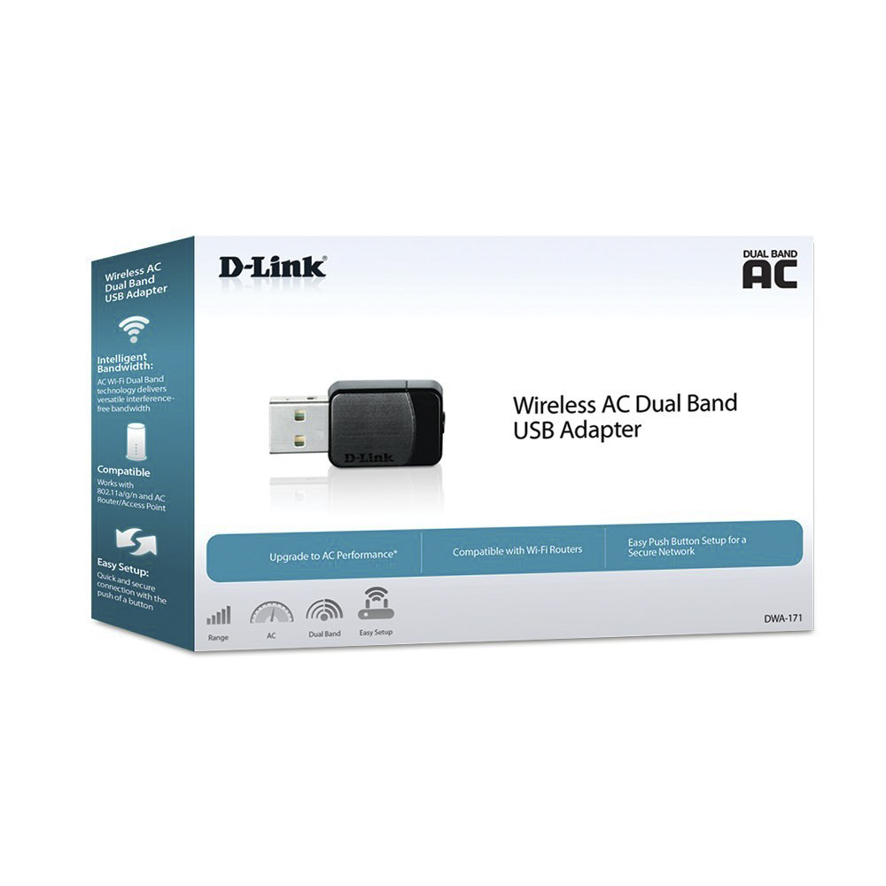 dwa-171 D-Link AC600 USB 2.0 WiFi Adapter, 433Mbps Data Rate