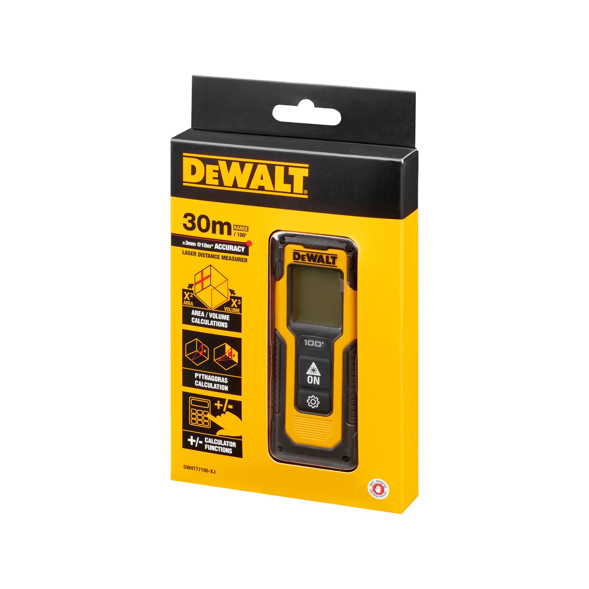 DeWALT DWHT77100-XJ Distance Meter, 30 m Range, ±3 mm Accuracy