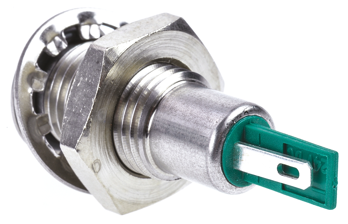 dx0505gn24 Bulgin Green Panel Mount Indicator, 24V dc, Solder Tab Termination, IP67