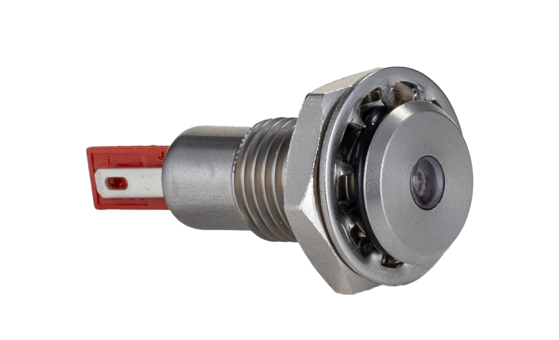 Bulgin DX Series Red Panel Mount Indicator, 12V dc, Solder Tab Termination Panel Mount, IP67