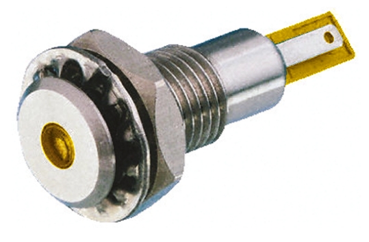 Bulgin, Yellow Panel Mount Indicator, Solder Tab Termination 24V dc, IP67, 12.2 mm