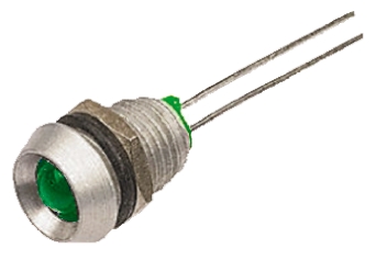 Bulgin Green Panel Mount Indicator, 2.2V dc, Lead Wire Termination