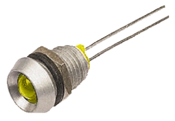 Bulgin, Yellow Panel Mount Indicator, Lead Wire Termination 2.1V dc, 8 mm