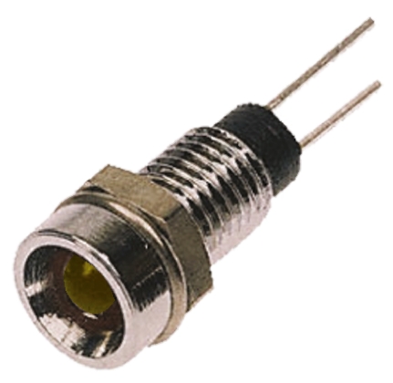 Bulgin, Yellow Panel Mount Indicator, Lead Wire Termination 2V, 6.1 mm