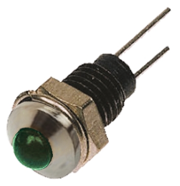 Bulgin, Green Panel Mount Indicator, Lead Wire Termination 2.1V dc, 6.1 mm