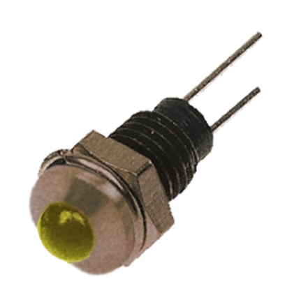 Bulgin, Yellow Panel Mount Indicator, Lead Wire Termination 2V, 6.1 mm