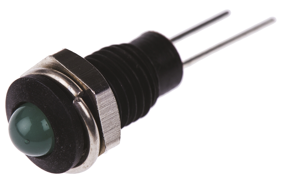 Bulgin, Green Panel Mount Indicator, Lead Wire Termination 2.1V dc, 6.1 mm
