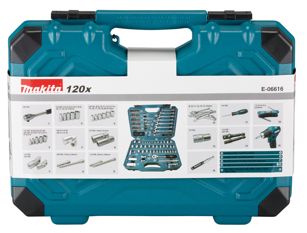 e-06616 Makita 120-Piece Screw Set for Multi-Material, 21 mm Max, 4 mm Min, Metal Bits