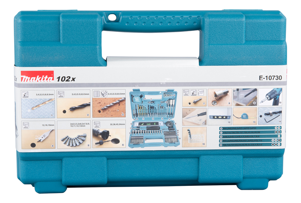e-10730 Makita 102-Piece for Wood, Metal, 54 mm Max, 3 mm Min, Metal Bits