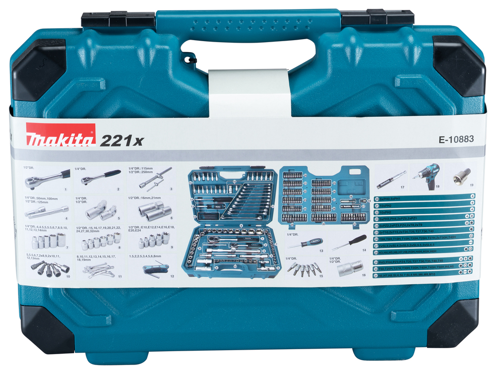 e-10883 Makita 221-Piece Screw Set, 32 mm Max, 4 mm Min, Metal Bits