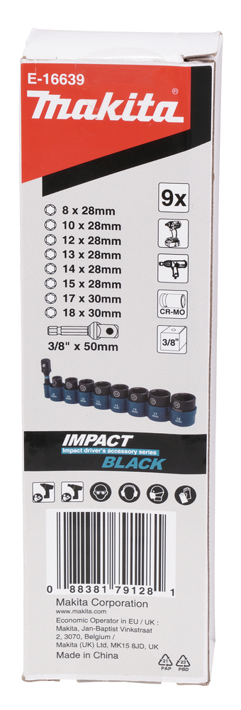 e-16639 Makita 9-Piece 3/8 in Impact Impact Socket