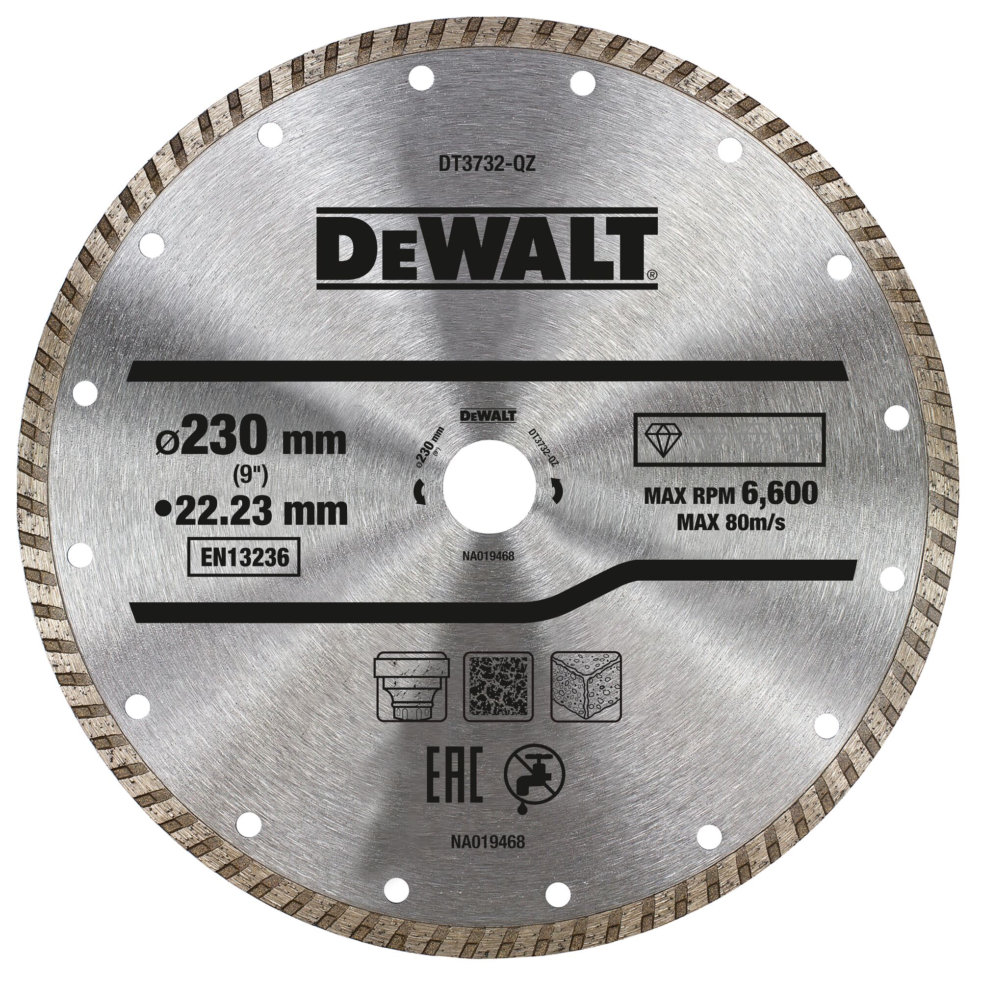 DeWALT DT3732-QZ Diamond Cutting Wheel, 230mm Diameter