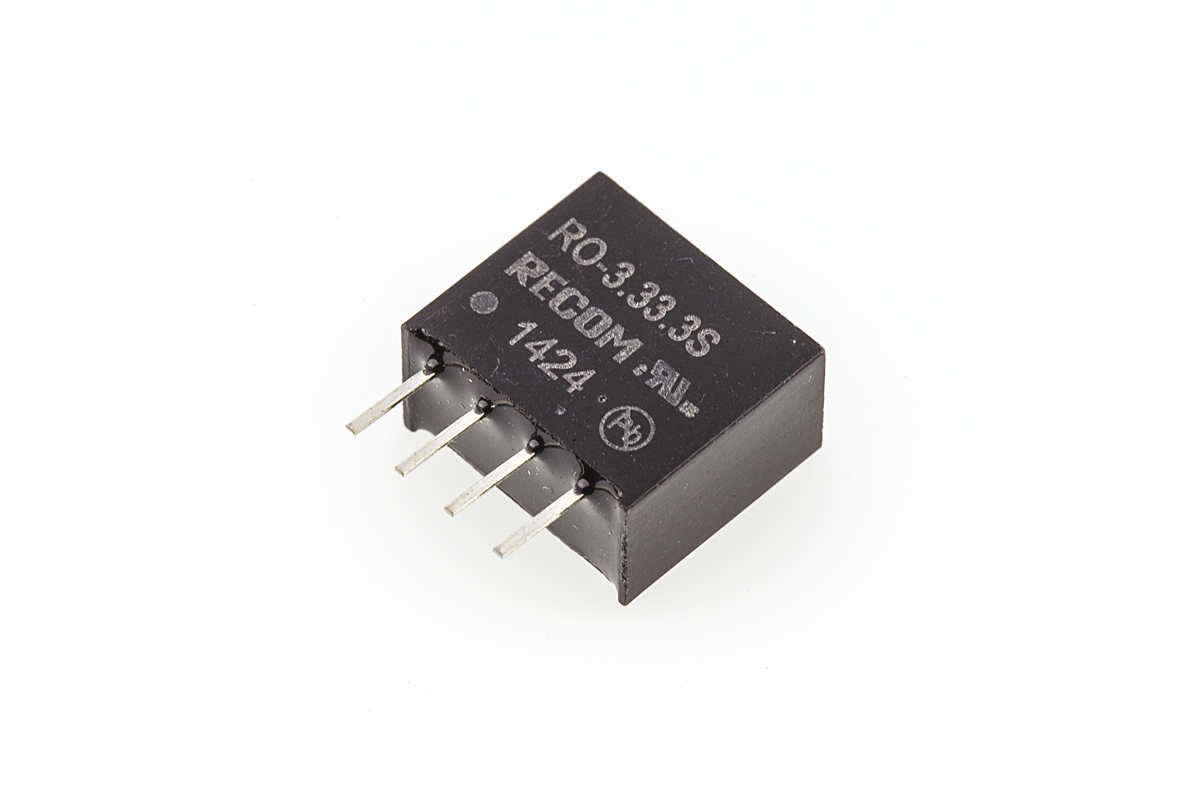 Recom RO DC-DC Converter, 3.3V dc/ 300mA Output, 2.97 → 3.63 V dc Input, 1W, Through Hole, +85°C Max Temp -40°C