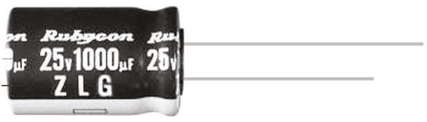 Rubycon 2200μF Aluminium Electrolytic Capacitor 6.3V dc, Radial, Through Hole - 6.3ZL2200MEFC10X23