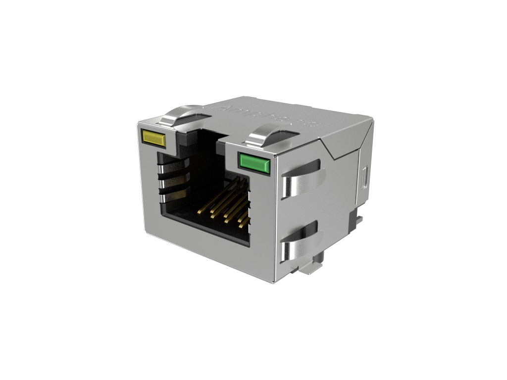 Amphenol Communications Solutions RJE3C18814 Series Female Ethernet Connector, Surface Mount, Cat6a, EMI Shield 1 Port