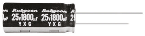 Rubycon 2200μF Aluminium Electrolytic Capacitor 50V dc, Radial, Through Hole - 50YXG2200MEFC18X35.5