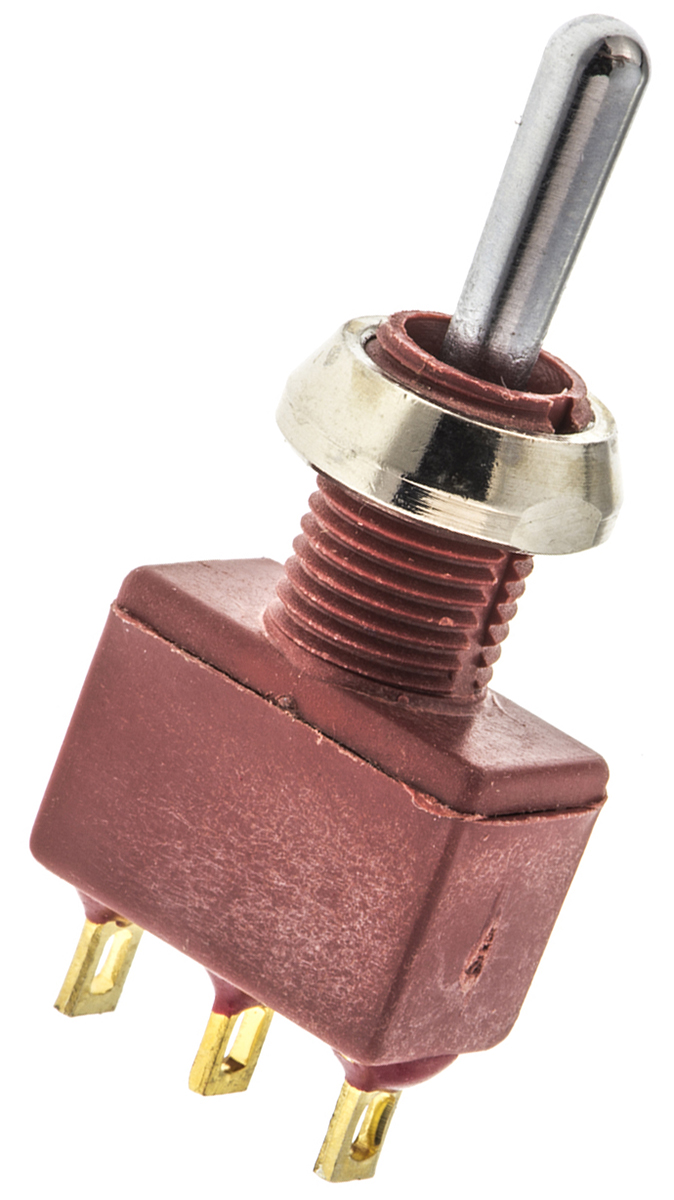 C & K Toggle Switch, Panel Mount, On-Off-On, SPDT, Solder Terminal, 28 V dc, 125 V ac