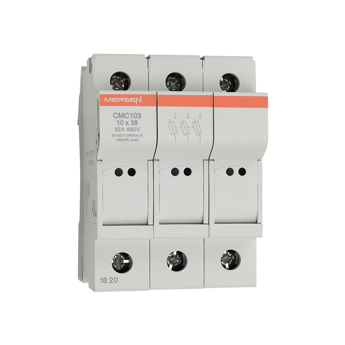 Mersen 32A Rail Mount Fuse Holder for 10 x 38 mm, 3P-Pole, 690V ac
