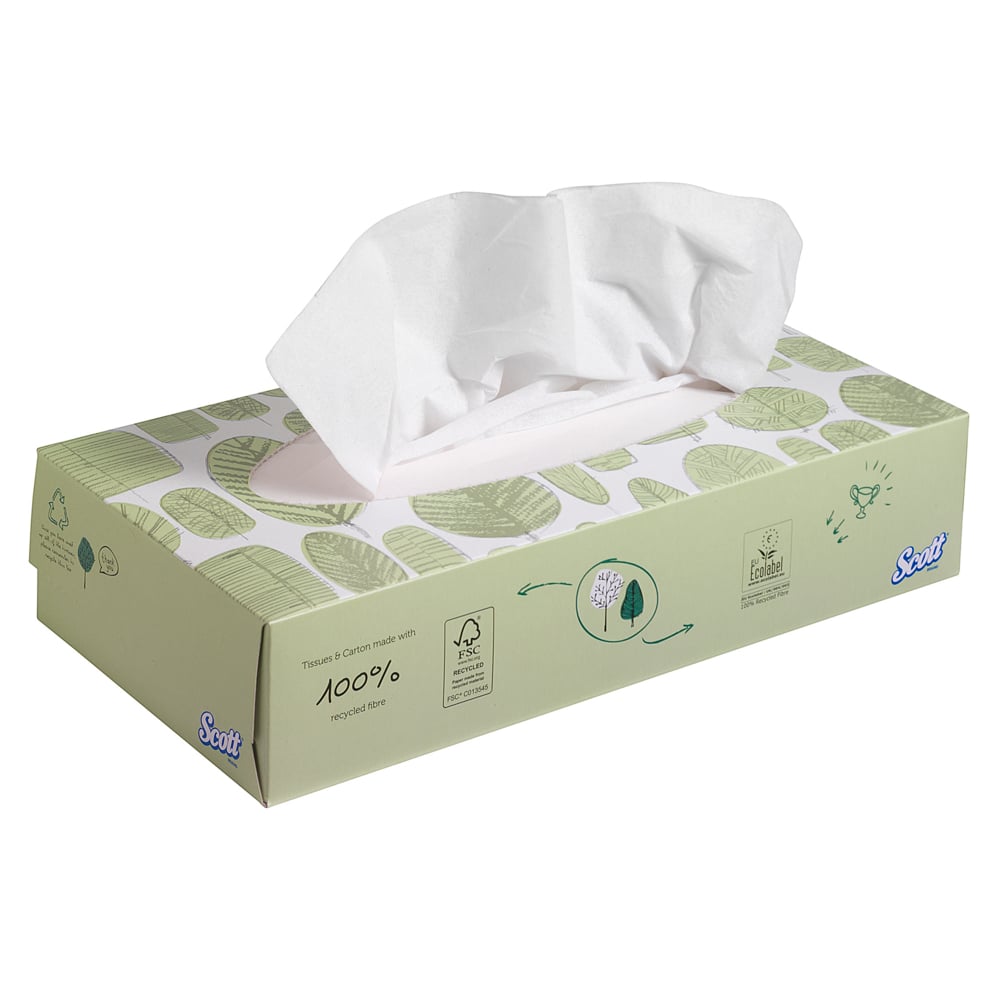 8837 SCOTT White Facial Tissues, Box of 100
