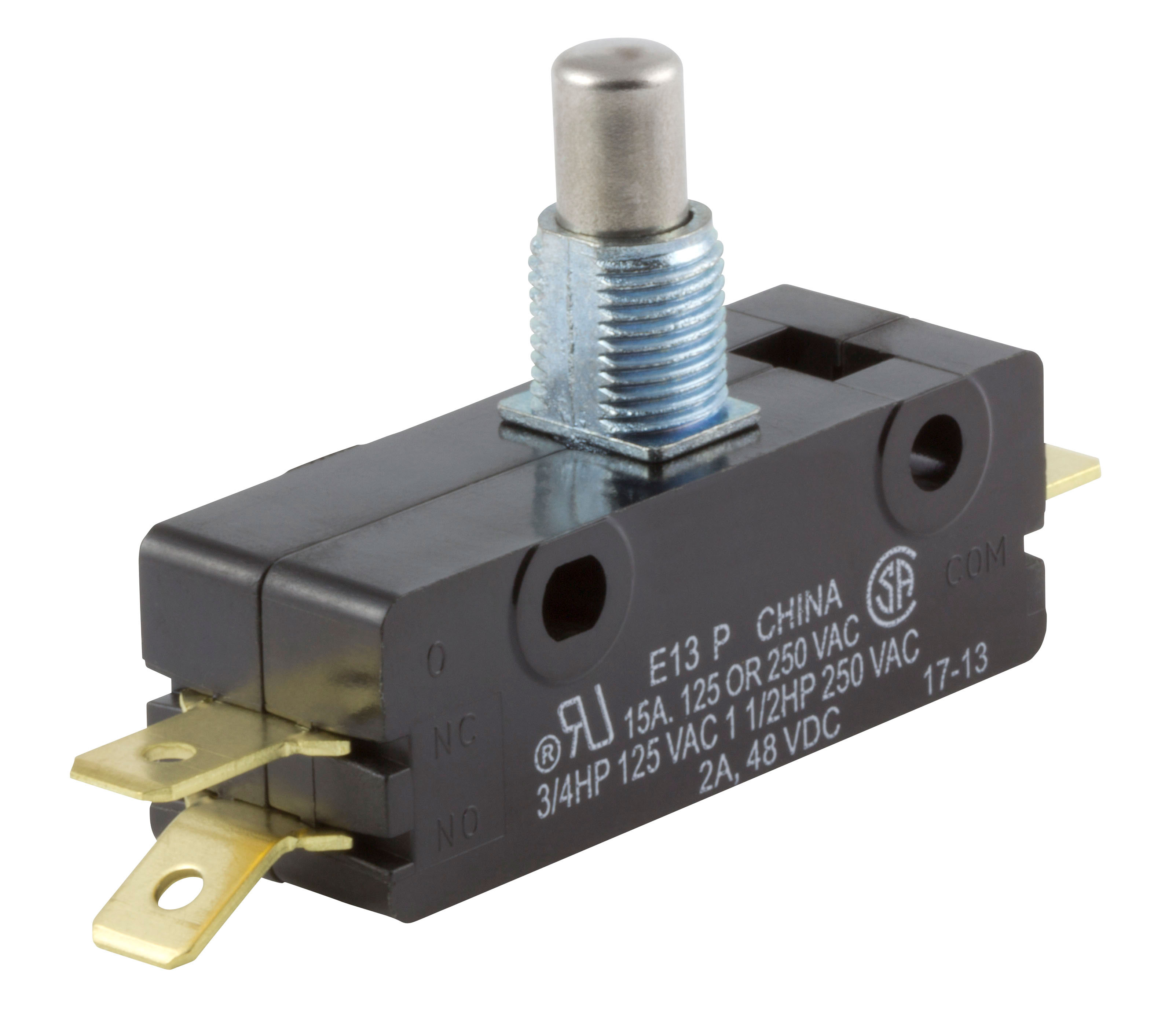 ZF Button Micro Switch, Tab Terminal, 15 A, 250 V ac, SPDT