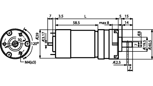 e1921291 Micro Motors DC Motor DC Motor, 20.4 W, 12V dc, 2.7 Nm, 31rpm, 8 mm Shaft Diameter