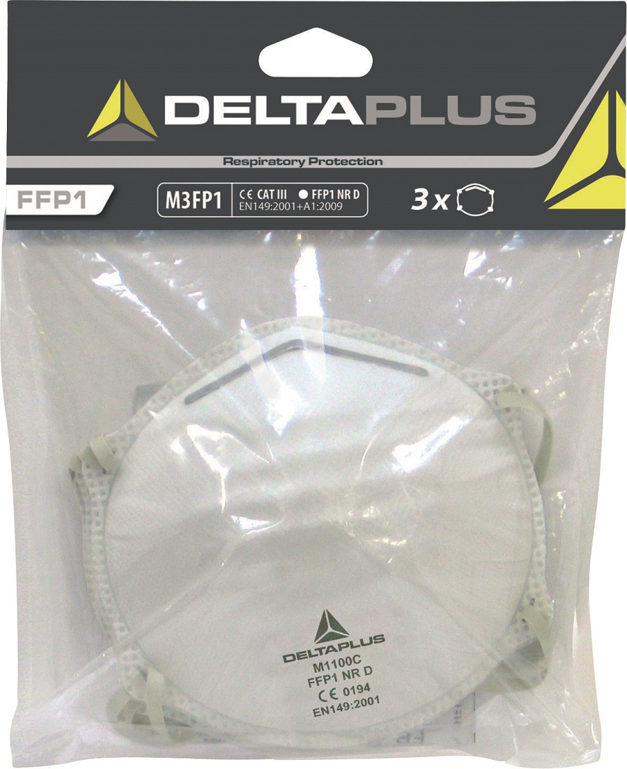 Delta Plus CONFORT Series Disposable Respirator, FFP1, Non-Valved, Moulded