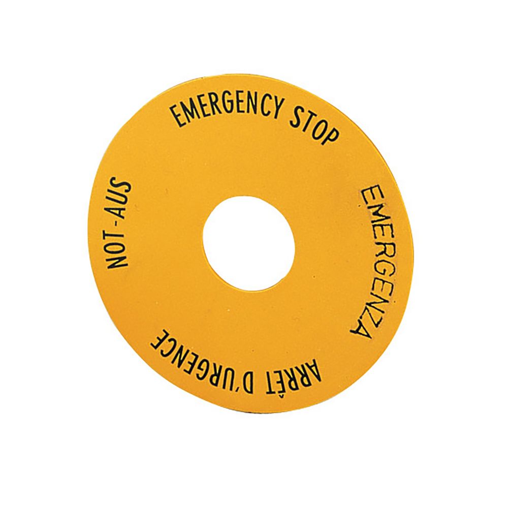 Eaton Label for Use with M22 Pushbuttons, Emergency Stop, Emergency Stop
