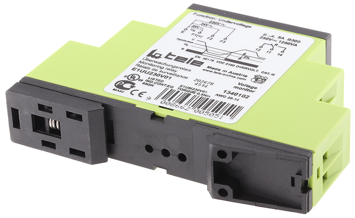 e1uu230v01 Tele Monitoring Relay, 1 Phase, SPDT, DIN Rail, 24V ac 24 V dc